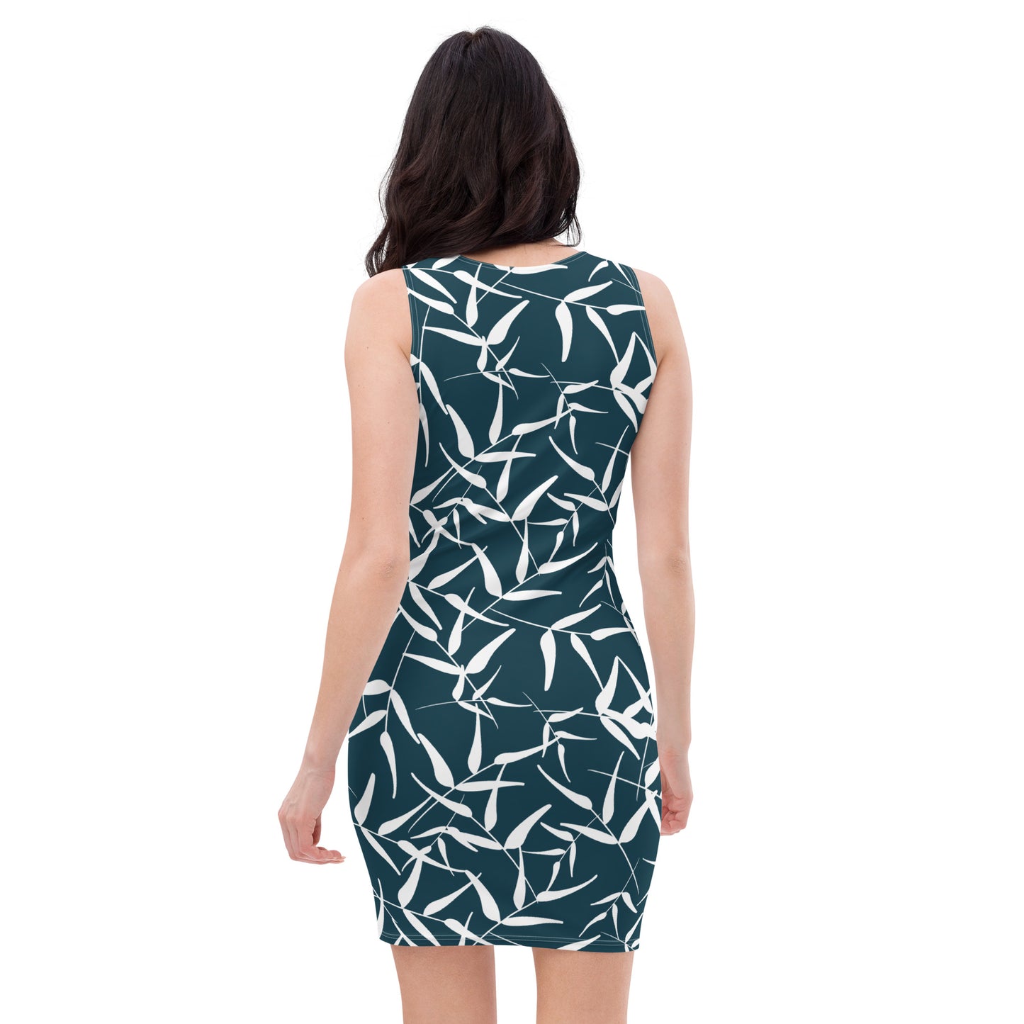 Bodycon dress - Leaves (Dark Blue)