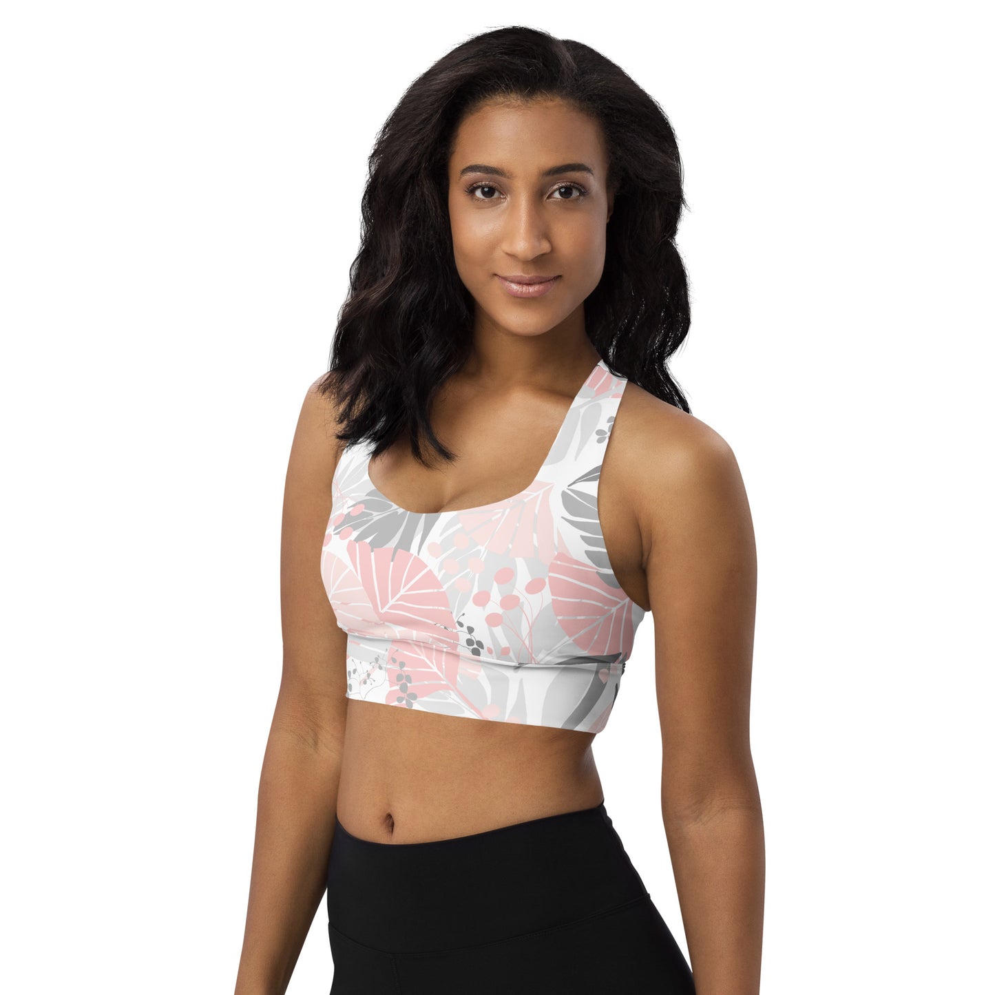 Longline Sports Bra - Fanfare (Pink & Grey)